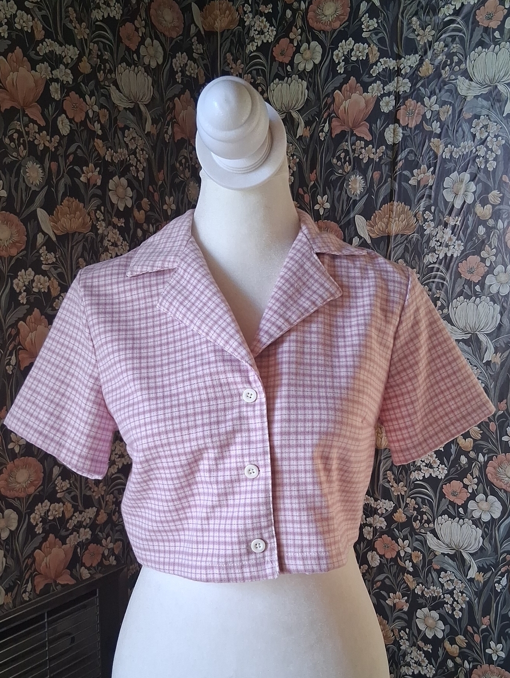 J. Galt By Brandy Melville Plaid Cropped Top Pink One Size